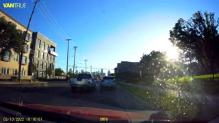 Nissan Truck almost crashes into another vehicle