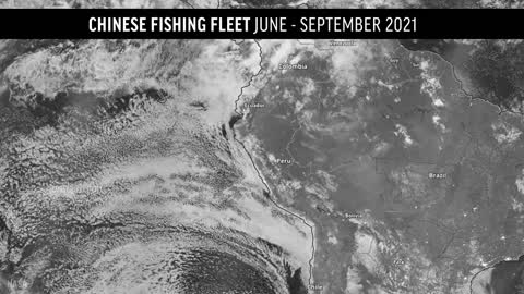 3,000 vessel Chinese fishing fleet seen from space off the coast of South America