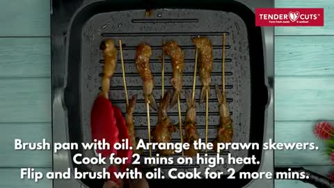 Watch how to make spicy Prawn Skewers at TenderCuts