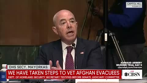 Mayorkas: "You are correct, that we are not conducting in-person, full refugee interviews of 100 percent" of Afghan evacuees.