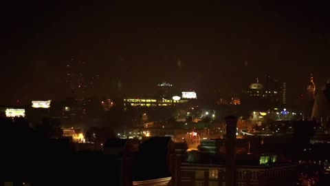 Fireworks in slow motion over jgbvf Downtown Kansas City