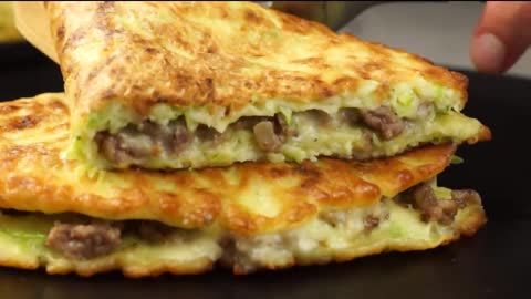 Zucchini Chebureks with minced meat and cheese
