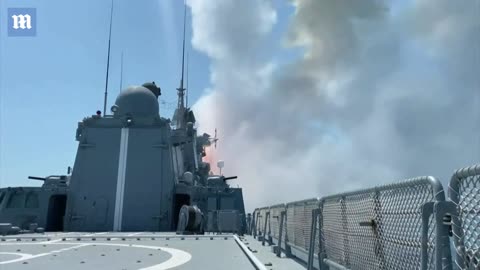 Footage: Russia launches Kalibr cruise missiles at Ukraine targets