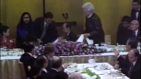 January 8 1992, George HW Bush vomits and faints in the lap of the Japanese Prime Minister