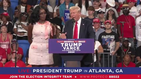 WATCH: Donald Trump brings Black woman on stage at his Atlanta, Georgia Rally