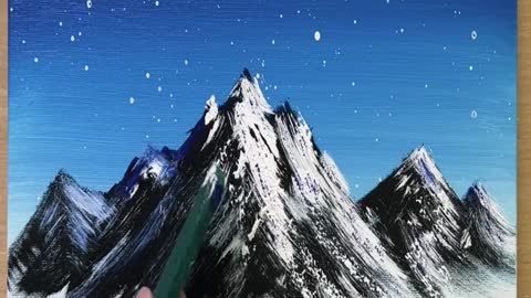 Painting Snowy Mountains | Easy Acrylic Painting Technique