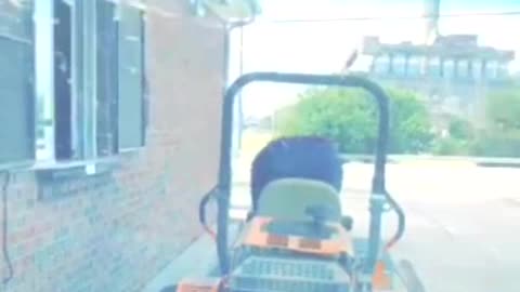 Lawnmower Rides Through House of Bourbon Drive Thru