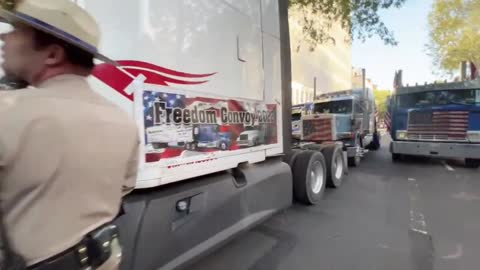 4-19-22 Police Block Trucks From State Capitol in Sacramento,CA