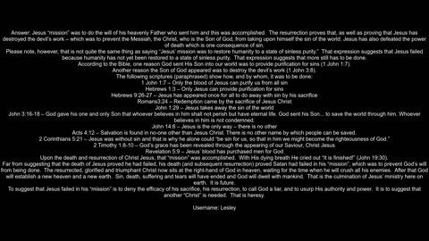 What is the biblical basis for the argument that the 39mission of Jesus39 was to 39restore humanity