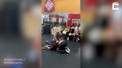 Girl Stretching FARTS in Trainers FACE!!