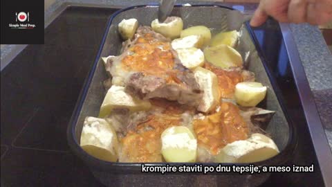 Meat (krmenadle) and potatoes from the oven