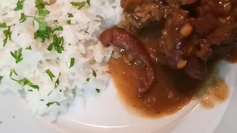 Cow foot and beans with basmati rice