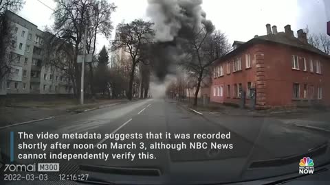 Dashcam Video Captures Explosions In Street In Chernihiv, North Ukraine