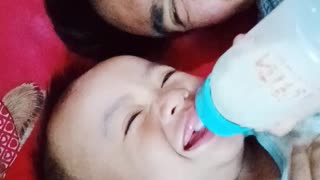 Cute baby, My son sneezed many times and then laughed