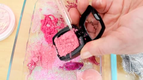 Pink vs Silver - Mixing Makeup Eyeshadow Into Slime ASMR 309 Satisfying Slime Vi