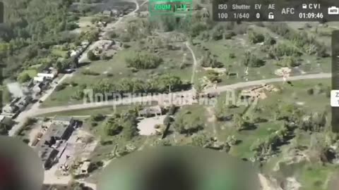 Ukrainian soldiers retreats after being targeted by artillery and then a Russian tank rolls in