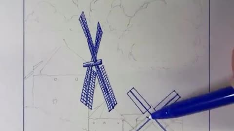 Drawing The Details Of The Windmill