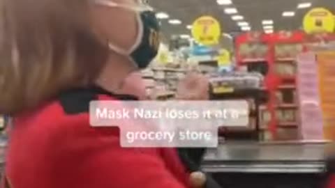 In this INSANE video, Karen goes berserk about masks in the grocery store.
