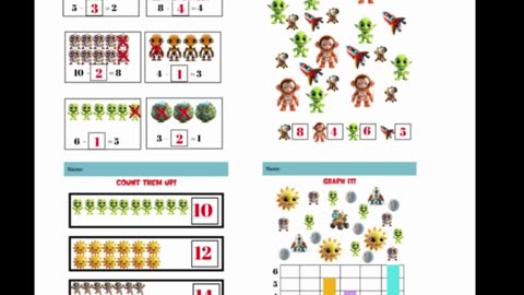 MATH IN SPACE Math Worksheets for PreK, Preschool, Kindergarten and Homeschool