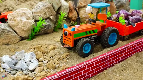 Top diy tractor making mini Rainbow Wood Bridge | Tractor Transporting Halloween Pumpkin | HP Mini