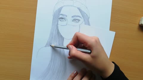 How to Draw a Girl Wearing a Mask for Beginners | Pencil Sketch | Art Video