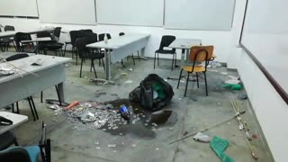 En video los destrozos tras disturbios en la UIS