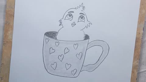 Cute chick in mug