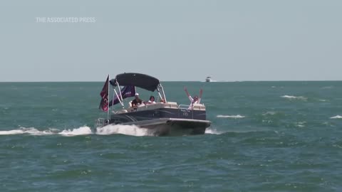 MAGA Boat Parade sails into Detroit as former President Donald Trump campaigns nearby