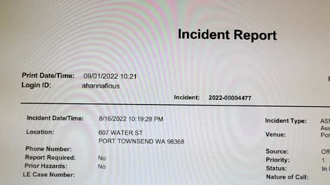 Alexander French Incident Report Assault. Ryan Harris Assault