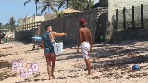 Man on the beach in Brazil is trolled