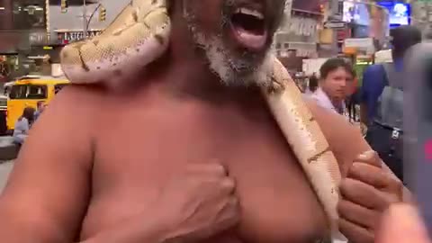 Bum Channels Tarzan with a Snake! 😂 #StreetComedy #NYC #FunnyShorts #LOL