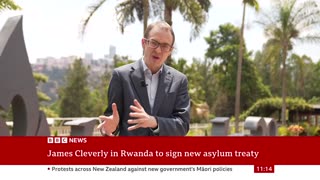 UK Home Secretary James Cleverly visits Rwanda to sign new asylum treaty - BBC News