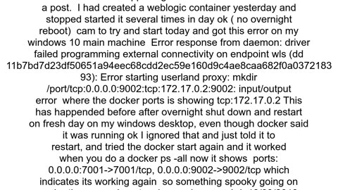 Cannot restart Docker container due to inputoutput error