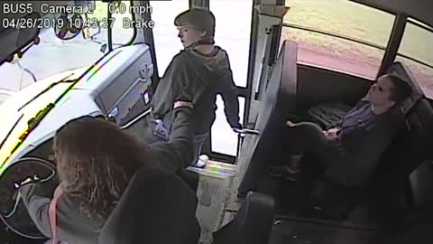 NY bus driver saves child from passing car.