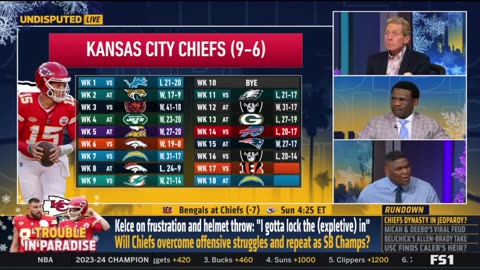 UNDISPUTED Skip Bayless reacts Kelce on frustration, helmet throw I gotta lock the expletive in