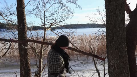 Building a Survival Shelter on a FROZEN ISLAND -11°C❄️ Winter Camping