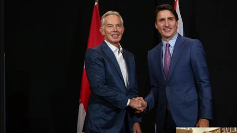 Tony Blair meets Trudeau. War criminal meets fascist. (Both perverts)