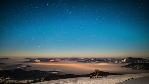 Starry sky seen from high mountains