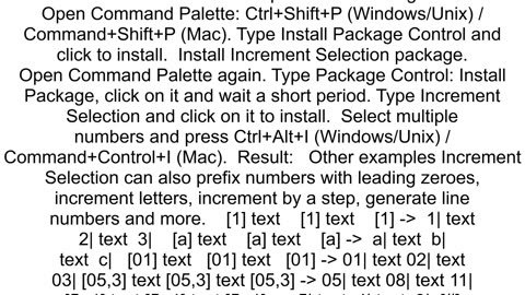 Sublime Text 2 increment numbers