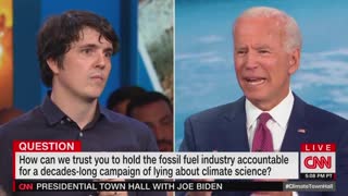 Joe Biden being called out for BS at climate town hall