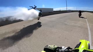 Female Motorcycle Stunt Rider Wipes Out