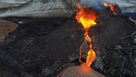 Watch the spectacular eruption of the Fajrad volcano