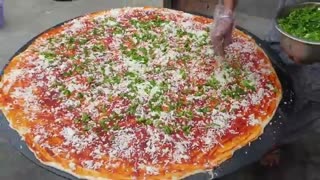 PIZZA | GIANT PIZZA ON BIG TAWA | VEG PIZZA RECIPE PREPARED BY MY GRANDMA | VEG VILLAGE FOOD