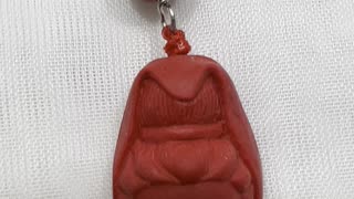 Handmade Unique 2.25” Drop Earrings with Red Jade, Cinnabar Buddha