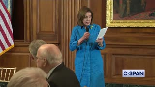 Pelosi reads a poem written by Bono: "Ireland's sorrow and pain is now the Ukraine and Saint Patrick's name is now Zelenskyy"