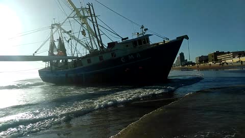 Ship Run Aground on Ormond Beach, Florida