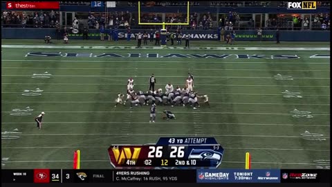 Seahawks kick game winning field goal vs. Commanders