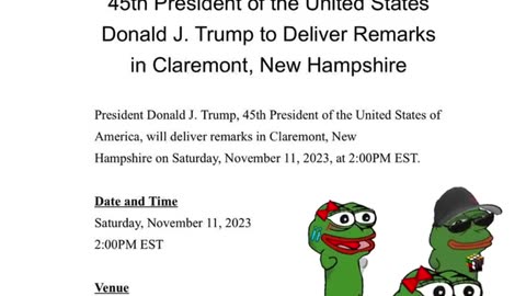 Trump will speak in New Hampshire on Saturday November 11, 2pm EST