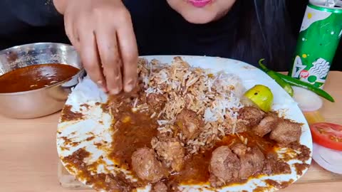 ASMR:MUTTON CURRY+WHITE RICE+SALAD+MEAT CURRY *FOOD EATING VIDEOS* SPICE ASMR