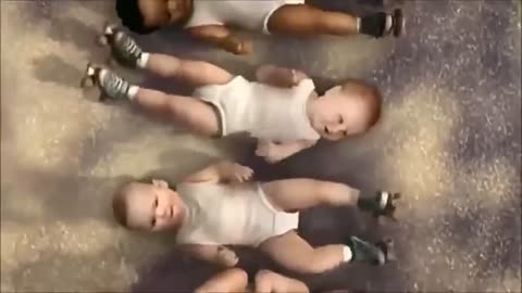 Funny baby dance with skates Funny music hahahaahahahahah